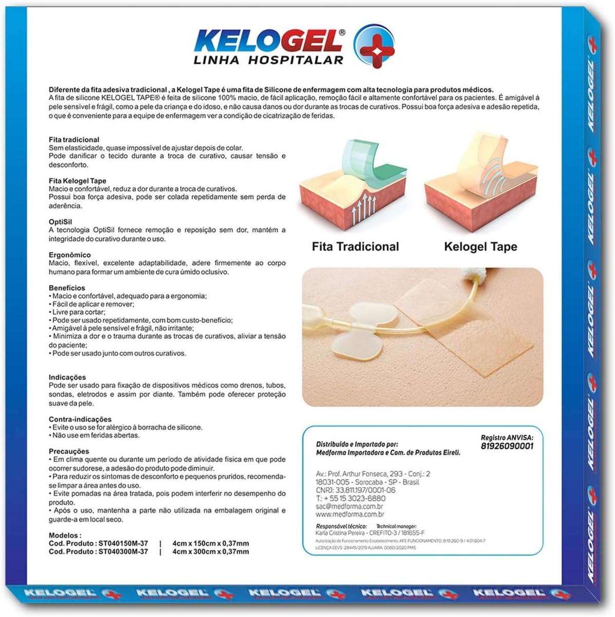 Kelogel Tape Silicone Médico Hospitalar 4cmx1,5m Rolo
