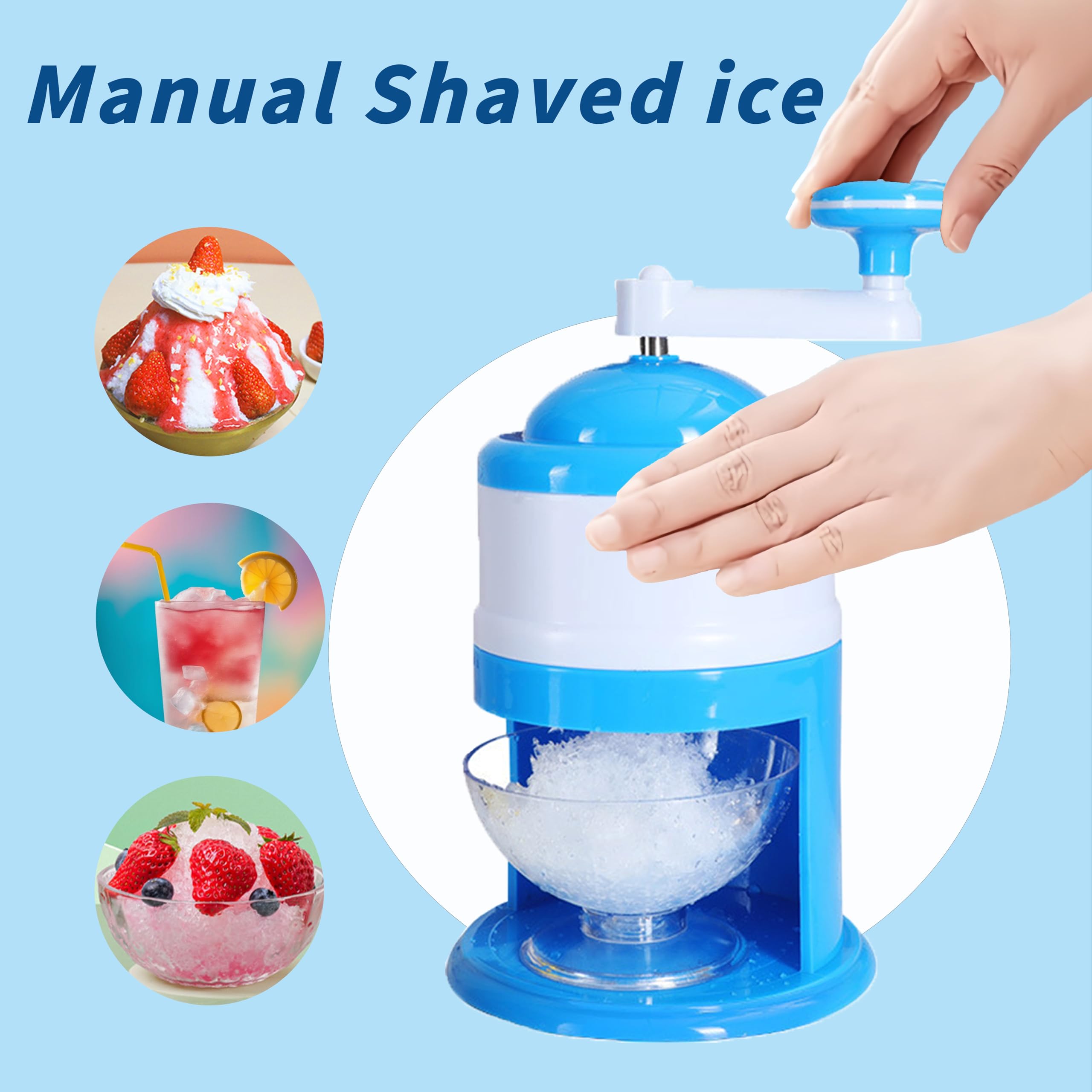 Tritaghiaccio,Ice Slush Machine，Macchina per Rasoio per Ghiaccio con Neve，Slush Machine，Ottimo per Frullati e Ghiaccio Tritato - Senza BPA (Blu)