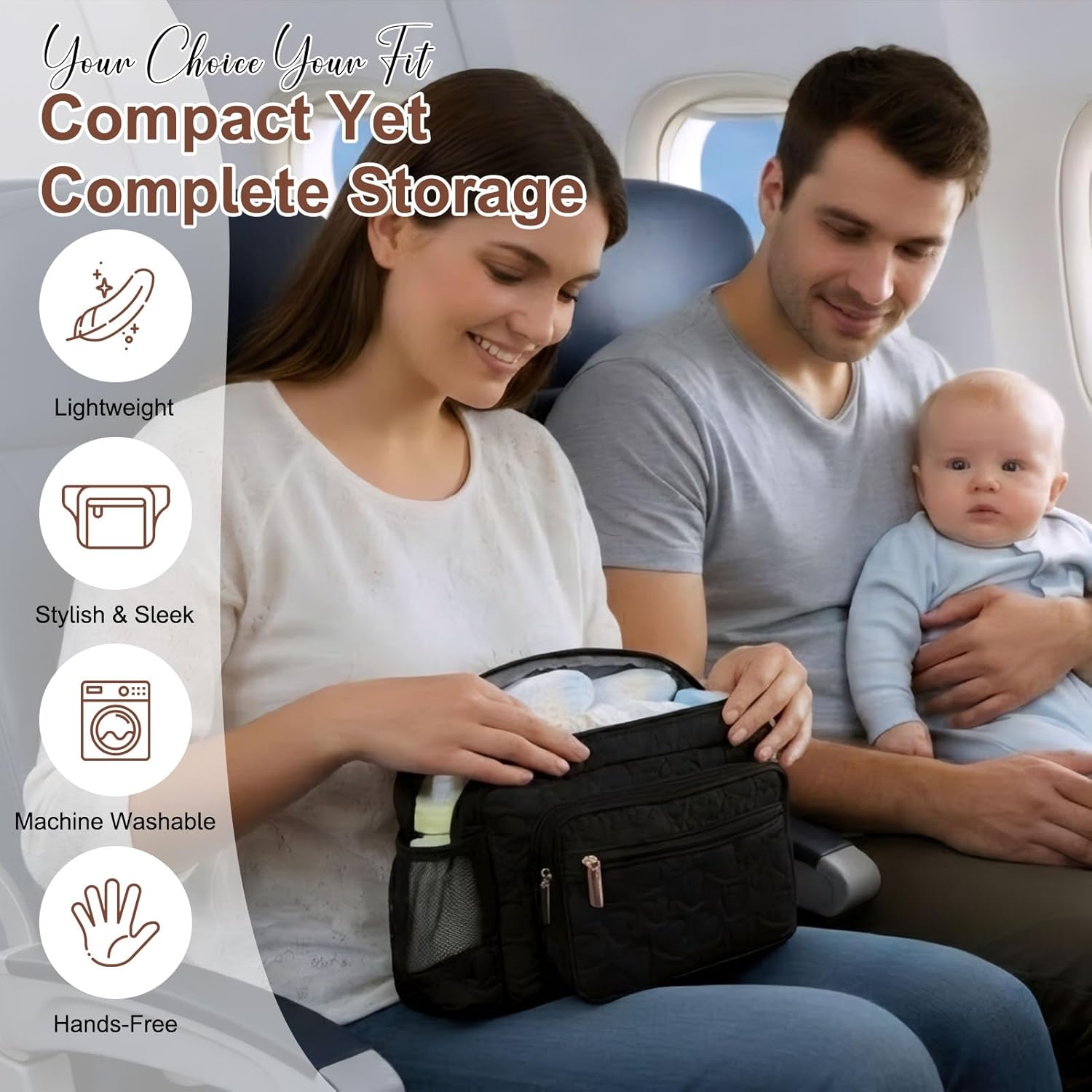 Rexmore Puffer Quilted Fanny Pack Diaper Bag for Mom - Women‘s Compact Crossbody Purse with Portable Changing Pad & Wipes Pouch, Travel & Quick Errand Baby Essentials Organizer(Black) - Image 3