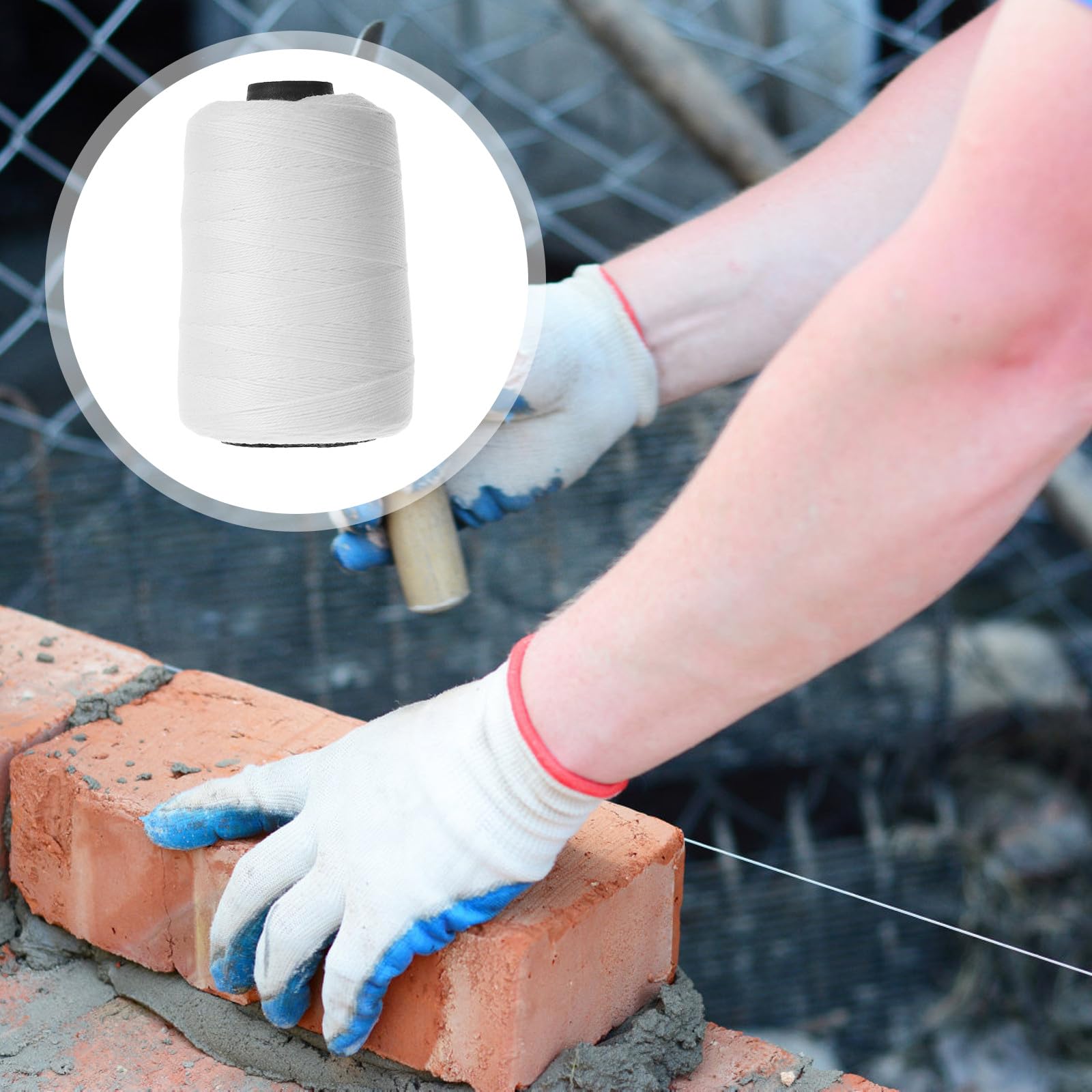COLLBATH Línea de Albañilería de Algodón Blanco para Obra Resistencia Tensión y Corrosión, para Diseño en Obra y Construcción