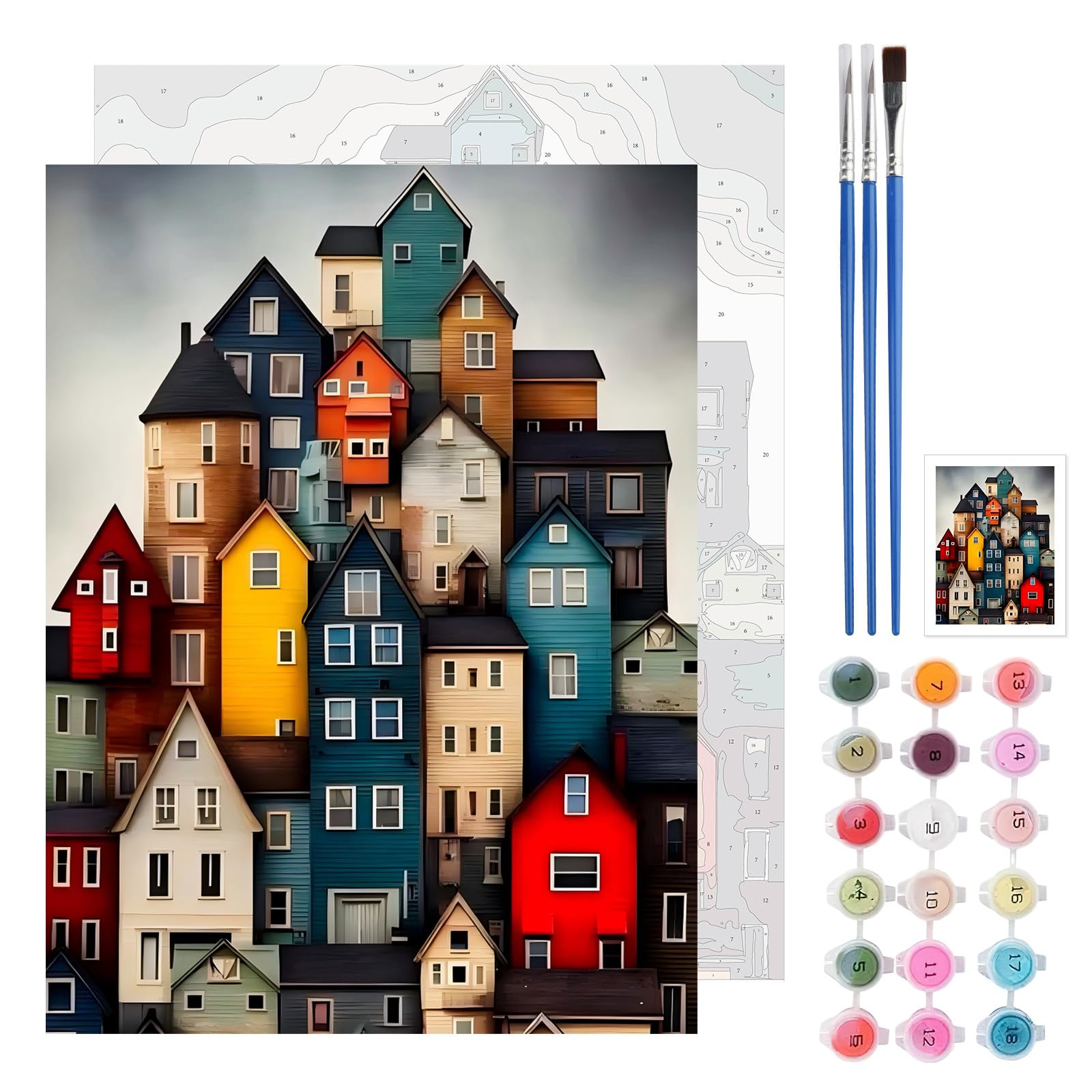 TLIOBLO House Paint by Numbers Kits for Adults Kids, Painting by Numbers House, DIY Painting on Canvas for Home Wall Decor Gifts 30x40cm