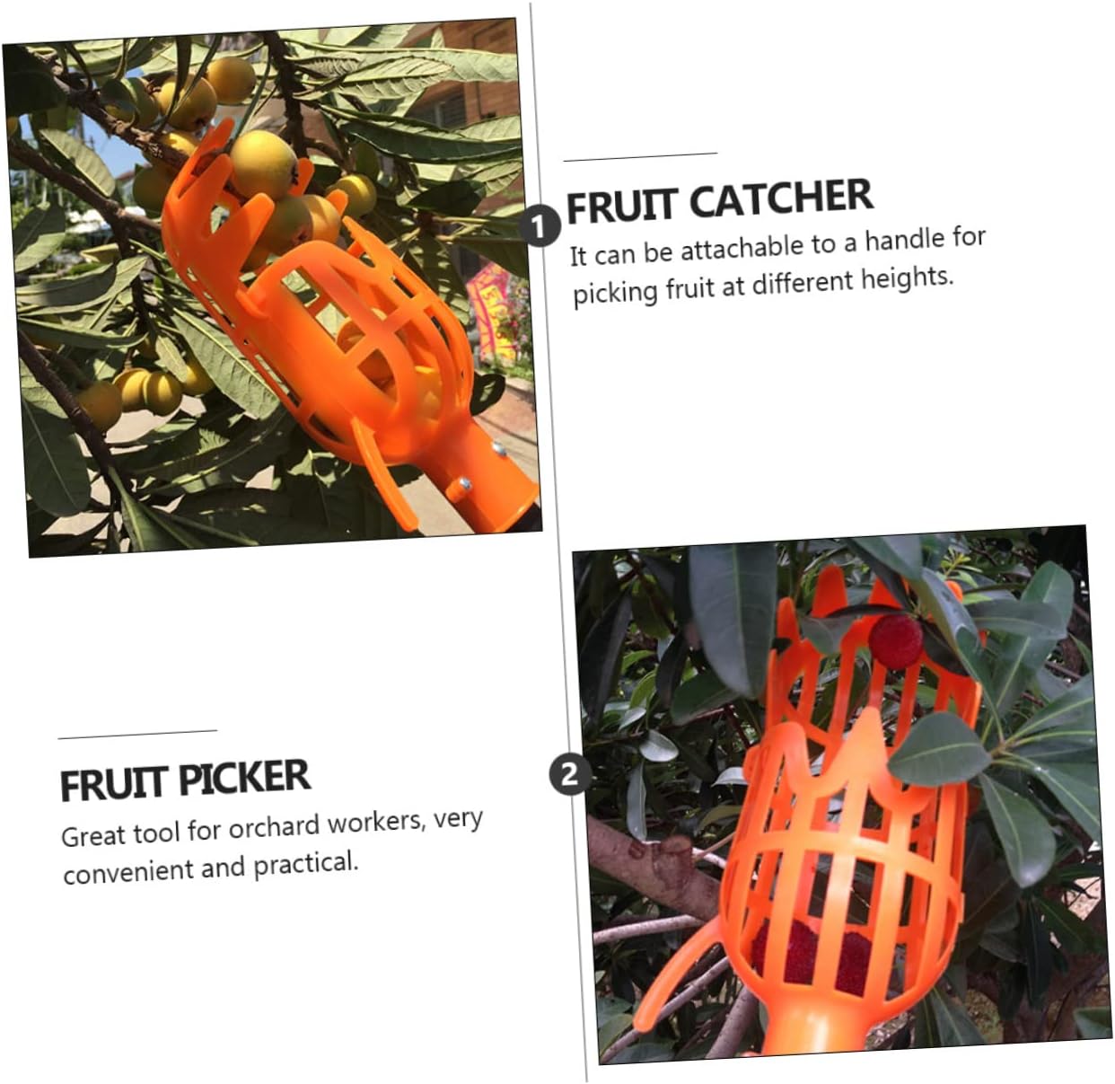 Kisangel 6pcs Multi-Function Fruit Picker Tool Orchard Harvester s Orange Easy to Use for Avocado and More Reusable Design