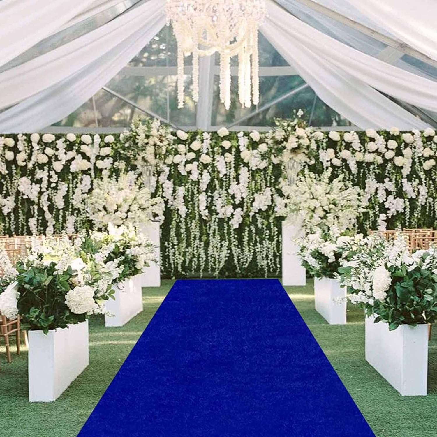 Generic Aisle Runners Wedding Accessories Royal Blue Aisle Runner Carpet Rugs for Step, Ceremony Parties and Events Indoor or Outdoor Decoration, 120×1000cm, White