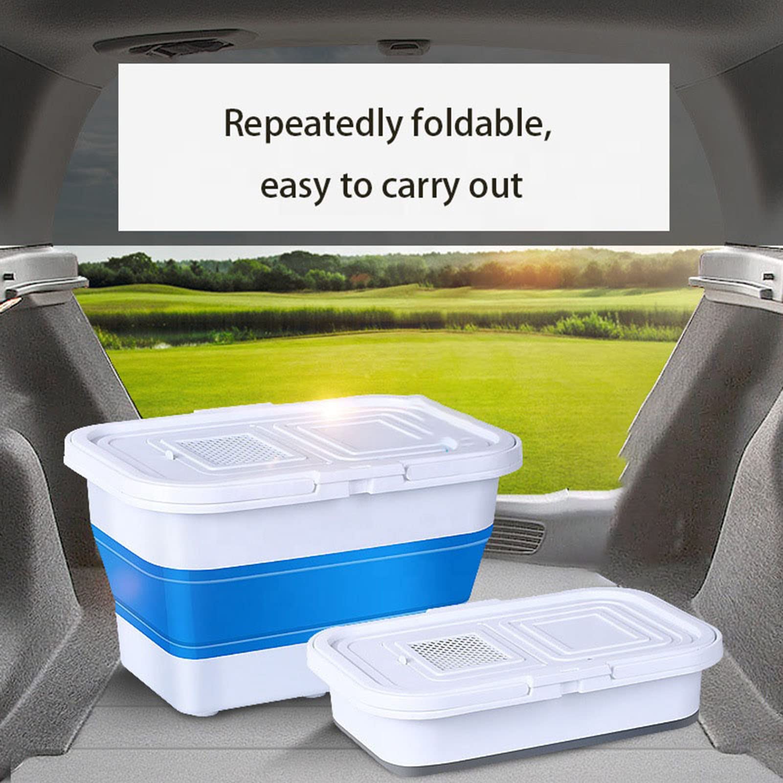 Flatware Cubo Plegable, Contenedor Almacenamiento Plegable Acampar Cubo Plegable 13l Cubo Ligero Portátil para Acampar Viajar Senderismo Pesca Navegar Y Jardinería