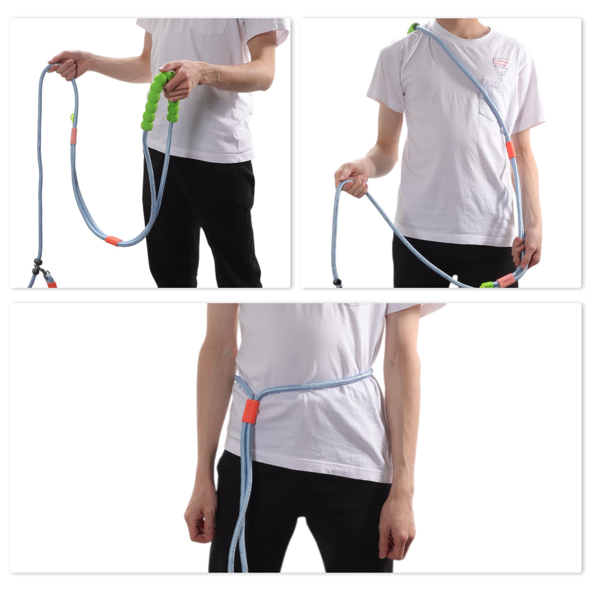 Guinzaglio per Cani Senza Mani, Guinzaglio Regolabile a Tracolla Multifunzione, Guinzaglio da Corsa 3,5m 11,5ft, Guinzaglio per Addestramento Cani, Manico in Schiuma, Blu Verde