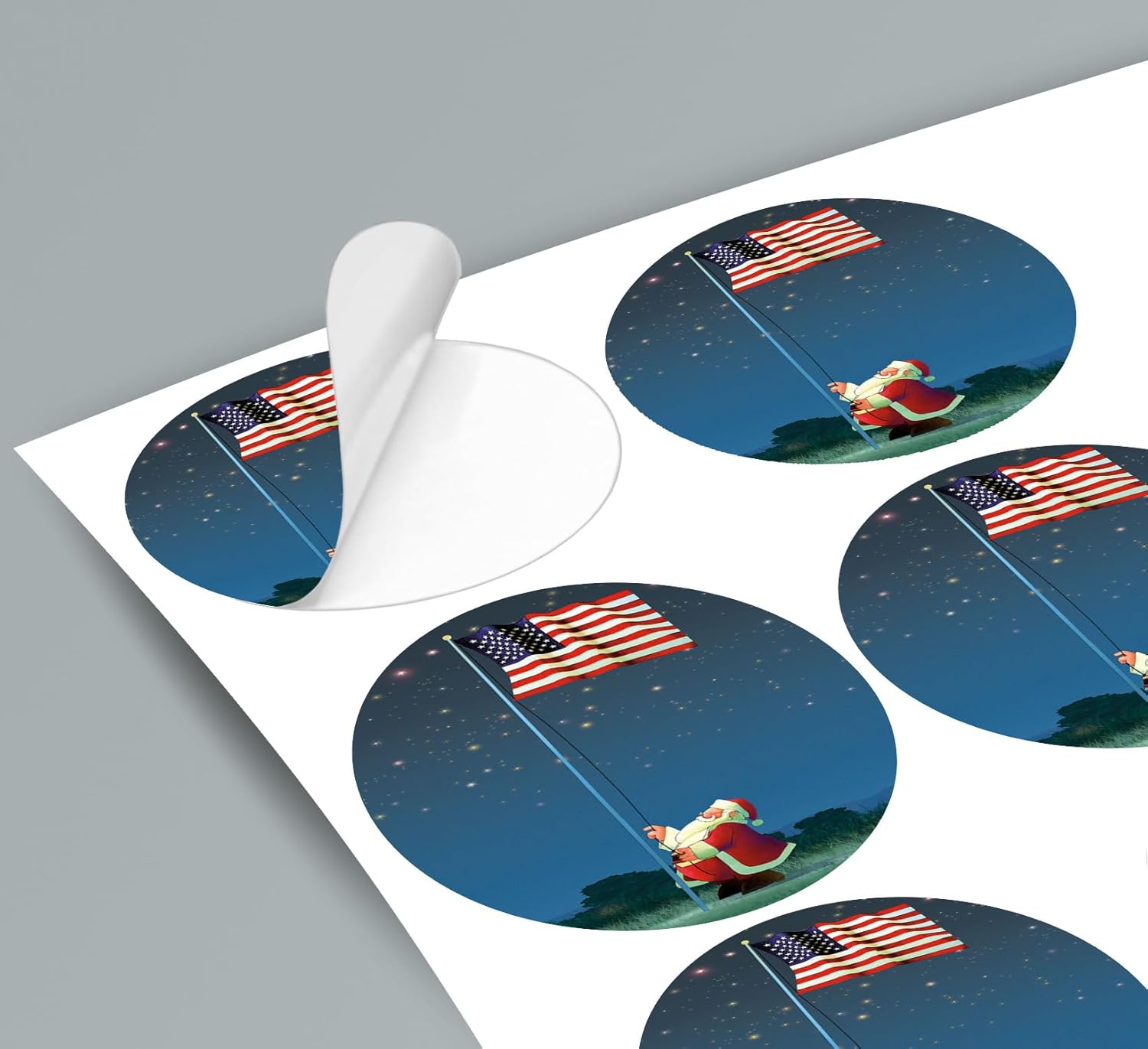 Stonehouse Collection |36 Personalized American Flag Christmas Cards & Envelopes | 36 Patriotic Flag Return Address Labels | 36 USA Flag Envelope Seal Stickers | USA Made (Matching Label)