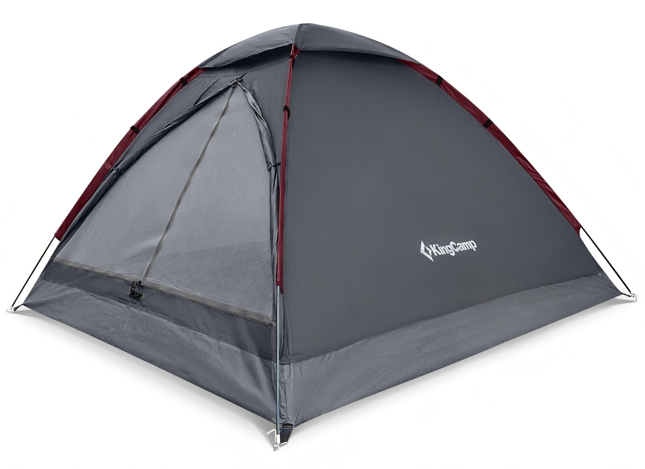 KingCamp 2-3 Personen Zelt Wasserdicht 3000mm Ultraleicht Camping Zelt mit Übergroßer Regenkappe & Reflektierenden Seilen -Kuppelzelte für Wandern,Garten & Wochenende - 210x180x130cm
