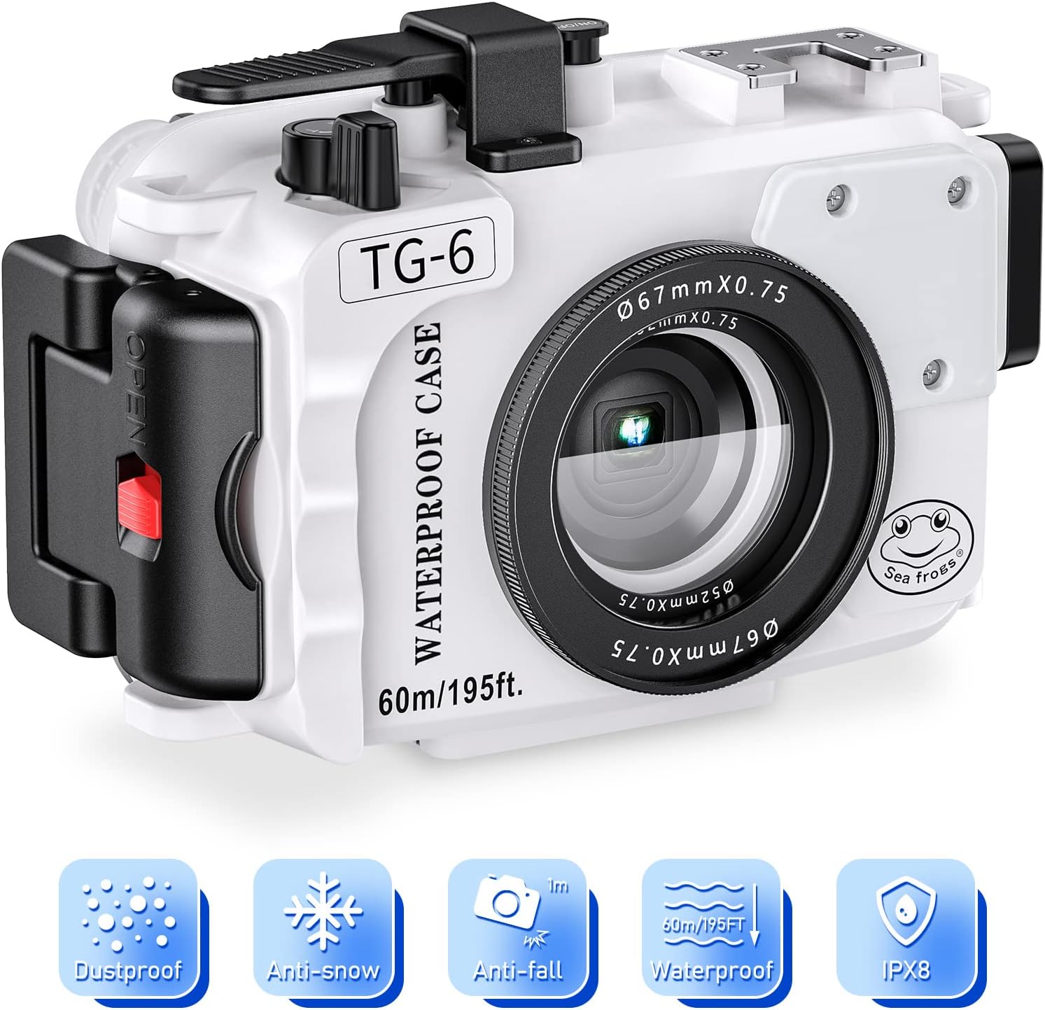 Seafrogs Custodia Subacquea Per Olympus TG-7 - Professionale, 60m, Nero, Per Foto Subacquee - Foto 13