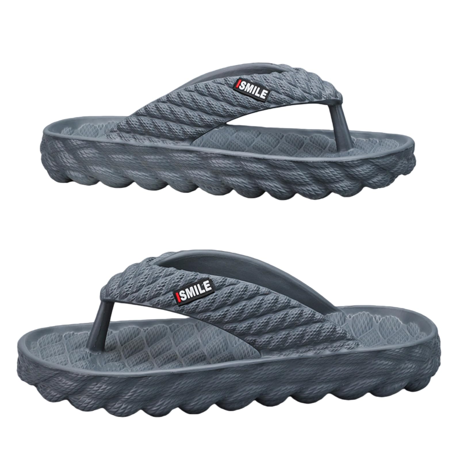 Sandalias Negro Trenzado Textura Plataforma Chanclas, Carta Impresión Antideslizante Eva Tanga Sandalias, Acolchado Rápido Seco Verano Playa Baño-gray-44-45