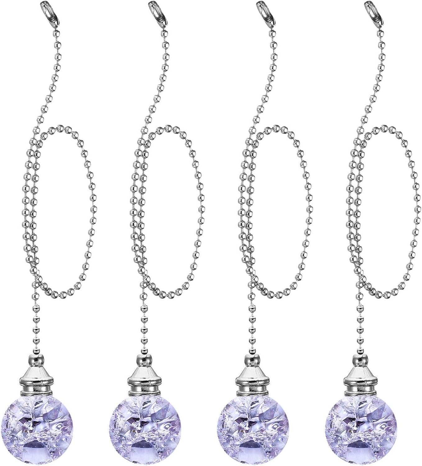 Home and Garden Parts 4Pcs 13" Ice Crack Ball Ceiling Fan Pull Chain Extender Set Purple #CN/251024/07292