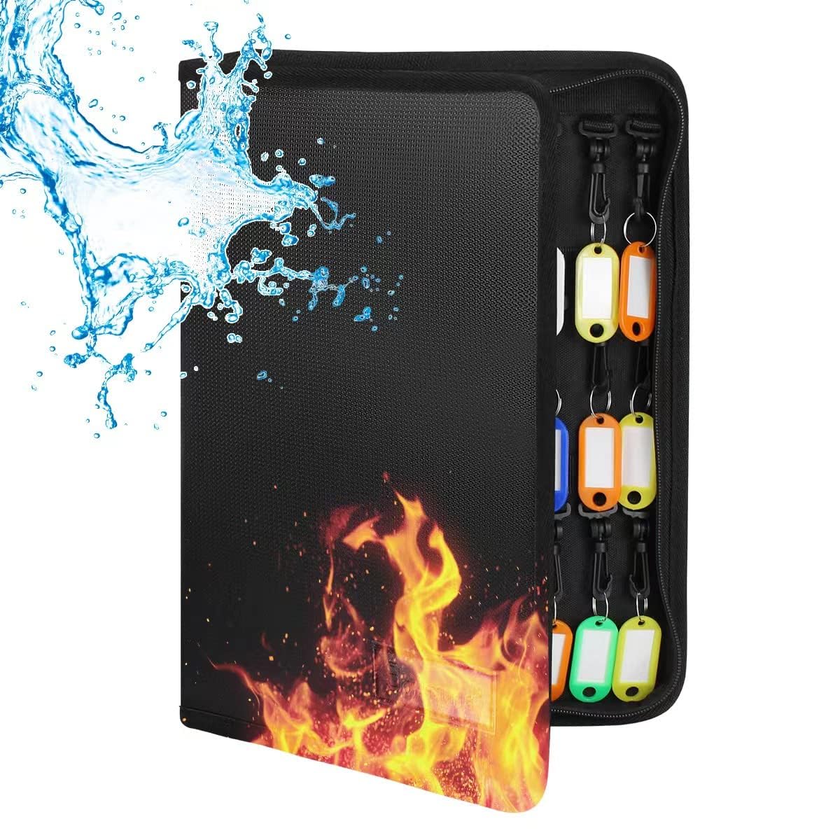 ポータブルジッパー式キーオーガナイザー 耐火性 防水 キーケース 24個のキータグ付き キー収納 家主のジッパーキーバインダー 不動産販売、ホテル、カーサービス用のジッパーキーケースボックス