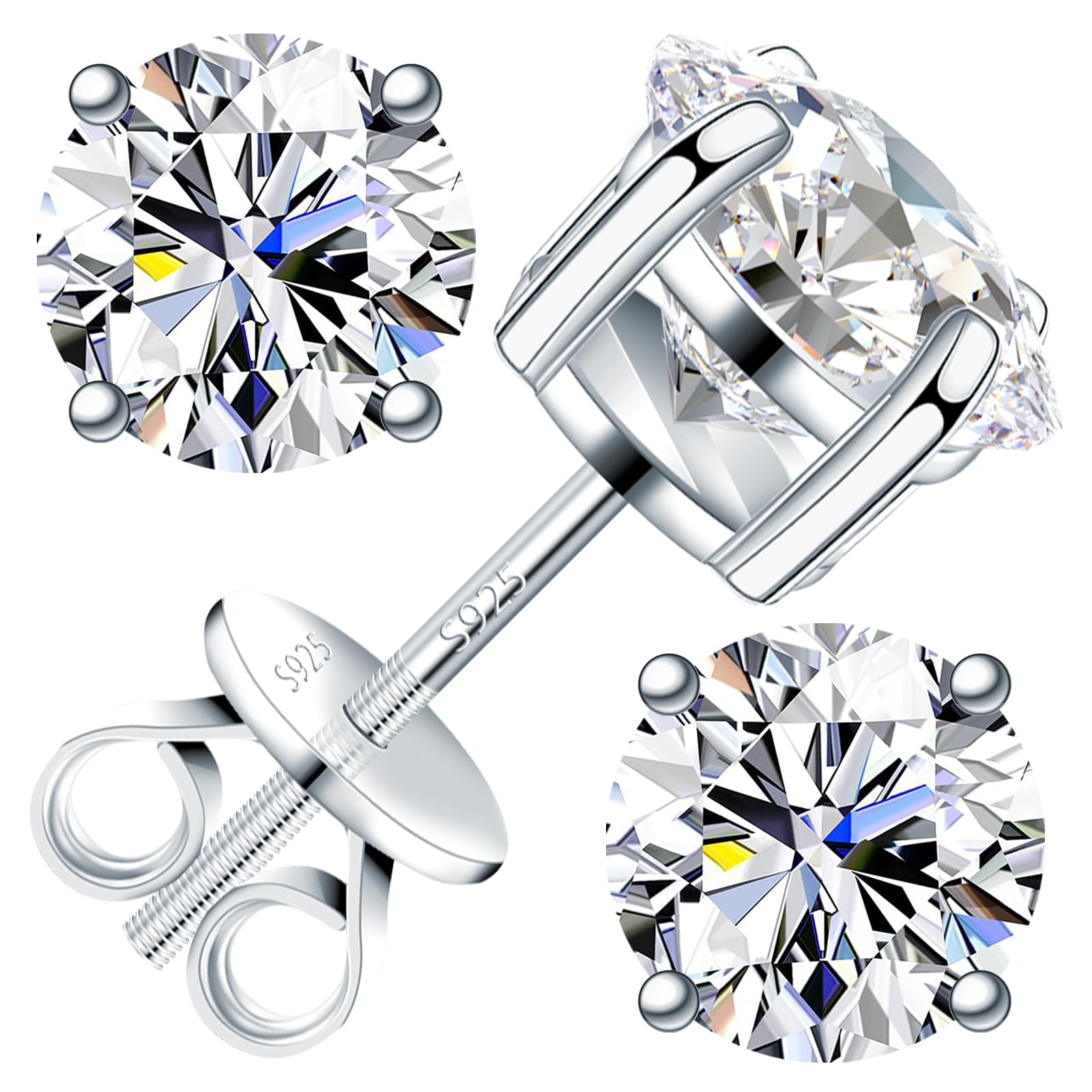 Moissanite Earrings for Men Women