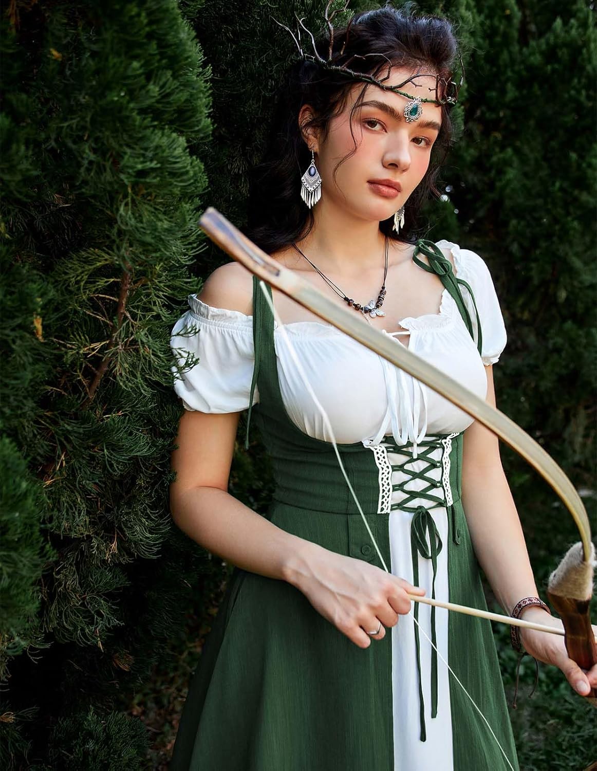 Scarlet Darkness Women Renaissance Dress Underbust Medieval Pirate Peasant Overdress - Image 4