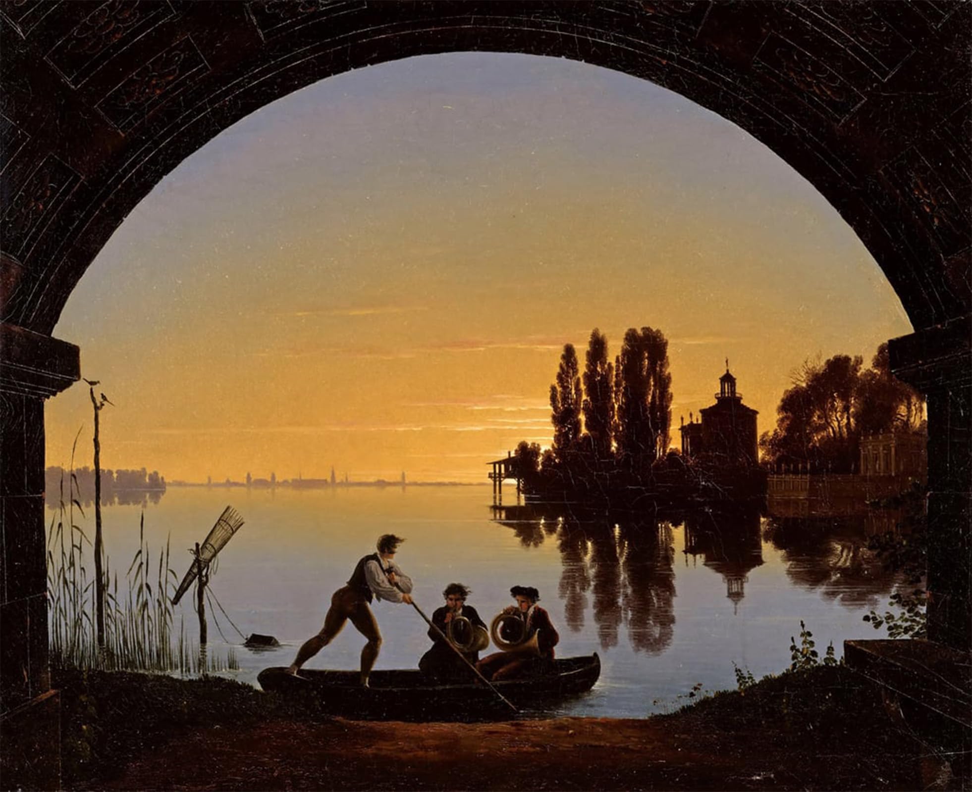 SERENDIPITP Vintage Picture Print on Canvas Wall Art Poster the Banks of the Spree Near Stralau the Banks of the Spree Near Stralau by Karl Friedrich Schinkel for Wall Decor 60x90cm