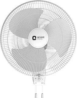 Orient Electric Wall 97 | High Speed Wall Fan for Home | 100% Copper Motor | 90 Degree Oscillation with Tilt Mechanism | 3 Speed Pull Cord | Thermal Overload Protection | Military Grade Guard | White
