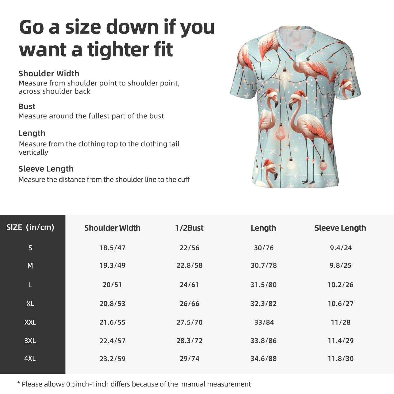 Stylish Athletic Sports Jersey Christmas-Flamingo-Light Men's Rugby Jersey 4X-Large