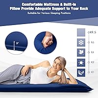 Vista 4 de Tangkula Colchoneta de dormir autoinflable, colchón inflable de 3 pulgadas con valor de 9.5R, tapete de espuma aislante con almohada, almohadilla