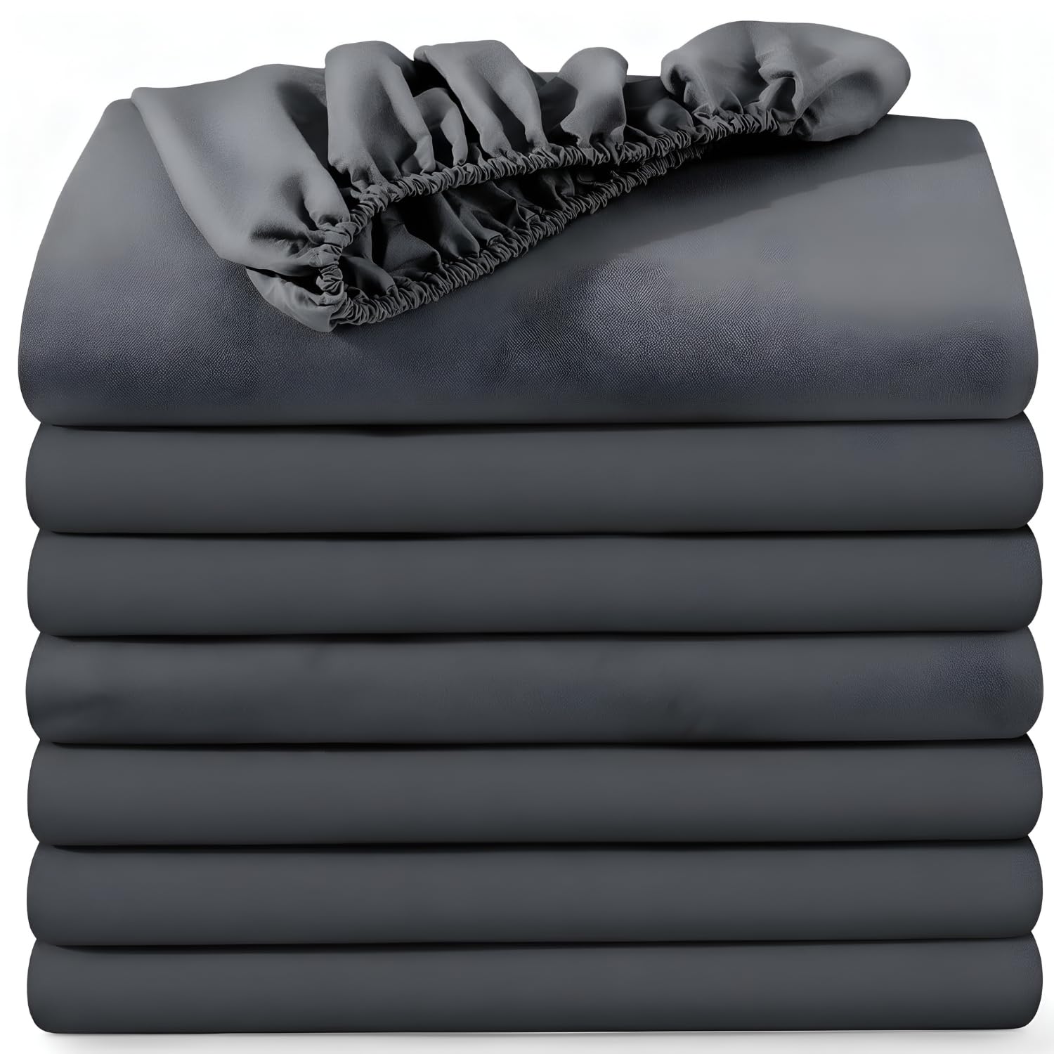 BedLooms Super King Fitted Sheet 8 Pack – Charcoal (180x200cm) up to 25cm Deep Bed Sheets