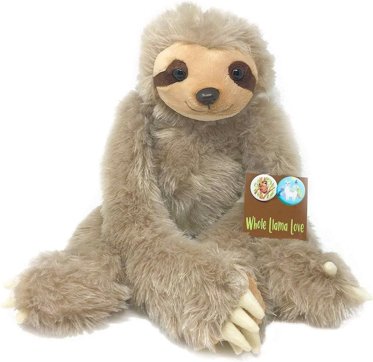 Sloth Stuffed Animal - 20” Plush - Long Cuddly Arms That Attach & 2 Bonus Pins - Super Soft