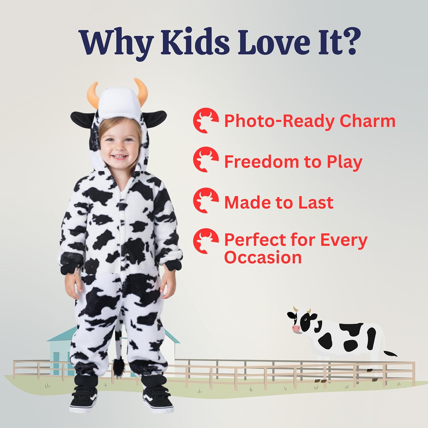 Dress Up America Cow Costume For Toddlers - Adorable Plush Cow Jumpsuit Onsie For Little Boys And Girls - Image 4