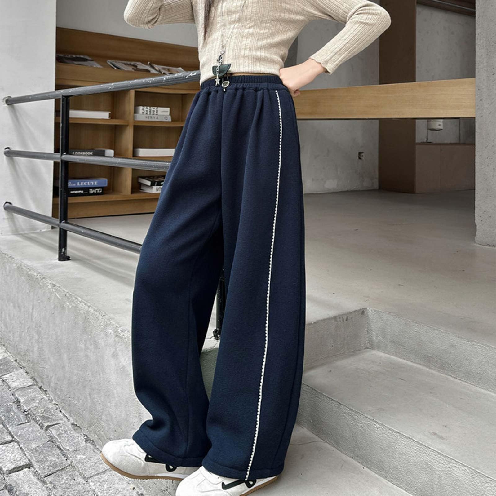 Baggy Trainingshose Mädchen Hohe Taille Weites Bein Joggingshose Kinder High Waist Elastischer Bund Yogahose Kids Y2K Streetwear Lässig Wanderhose Girls