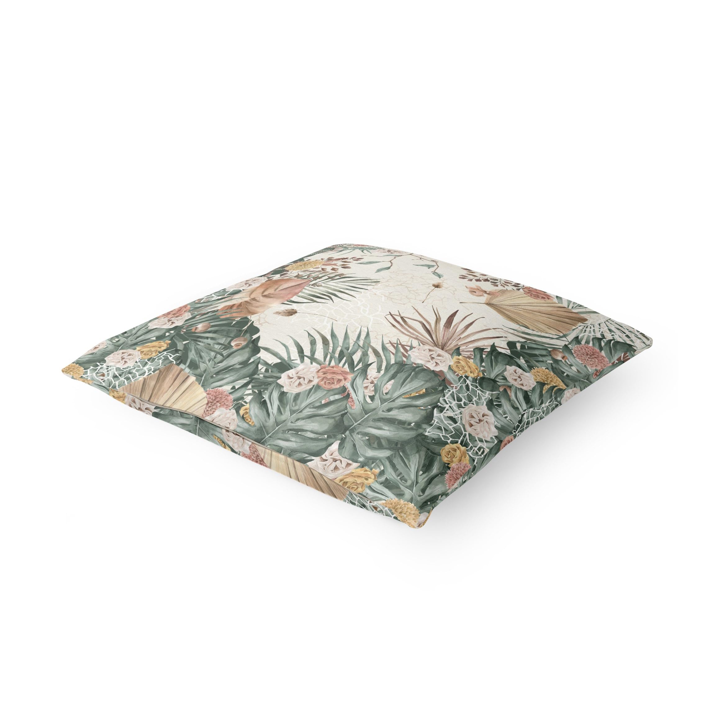 Dekokissen drinnen/Indoor waschbar mit Motiv mit Füllung Zierkissen - Made in Germany - Pflanzen Bezug grün Sofakissen Aquarell Tropisch Indoor Sofa Bett 1049