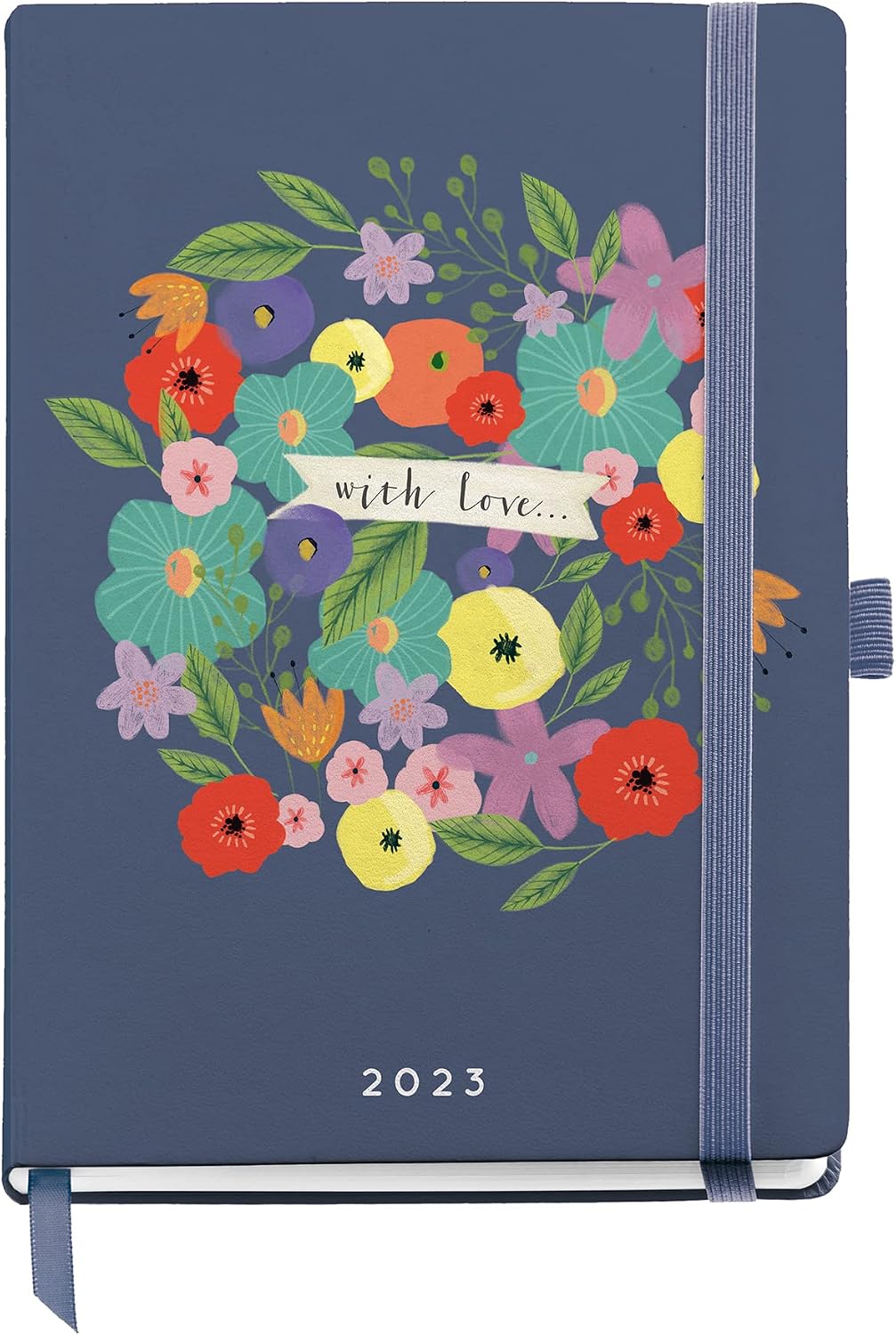Miquelrius - 2023 Year Planner - Day Page - Journal Size 122 x 168 mm - Hard Cover - Sewn Binding - Spanish, English & Portuguese - Flowers