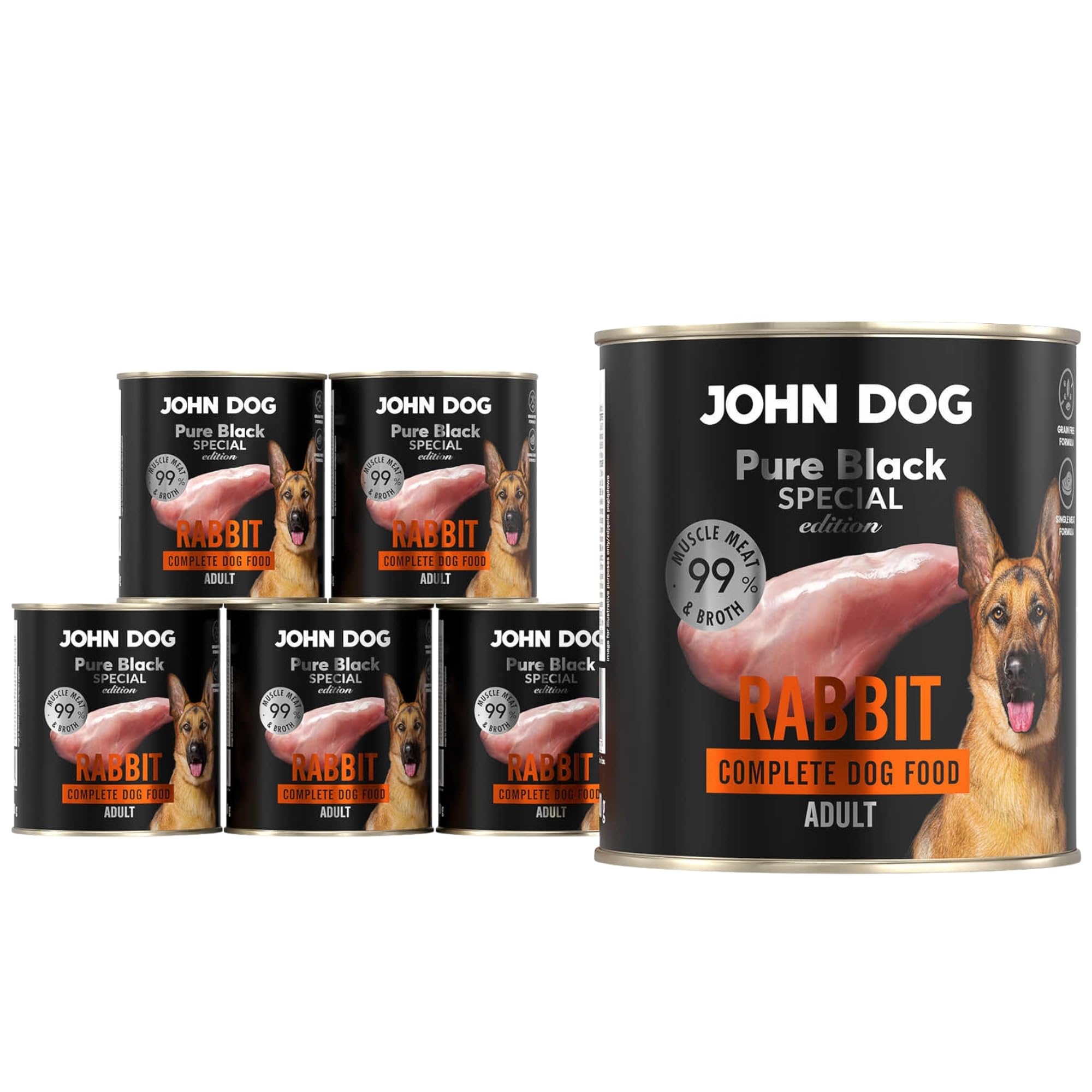 JOHN DOG KARMA MOKRA PURE BLACK SPECIAL EDT DOROSŁY KRÓLIK 99% 800g*6