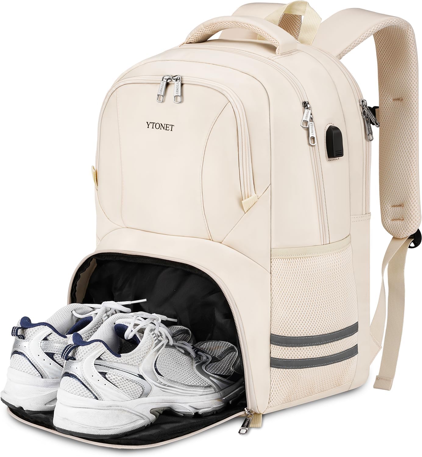 Ytonet Gym Backpack For Women Men, Travel Backpack With Shoe Compartment USB Charging Port, Sport Water Resistant Carry on Bag Fit 15.6 Inch Laptop,