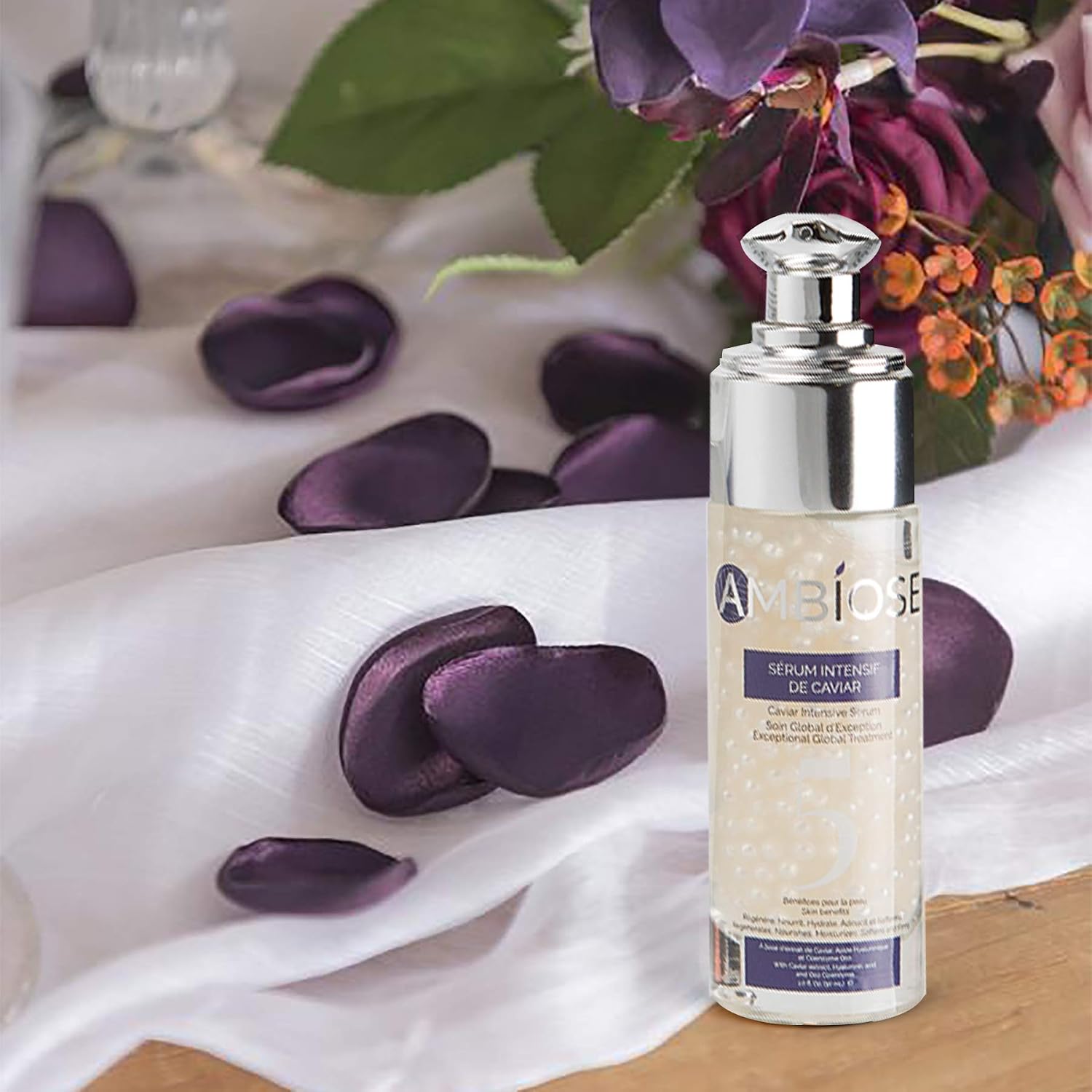 Ambiose Caviar Intensive Serum, with Caviar Beads and Hyaluronic Acid, Immediate Lifting Effect, Antioxidant, Anti-Aging, Moisturizing, Firming, All Skin Types, Ultralight Texture, with Vitamins A, B2, B6, B12