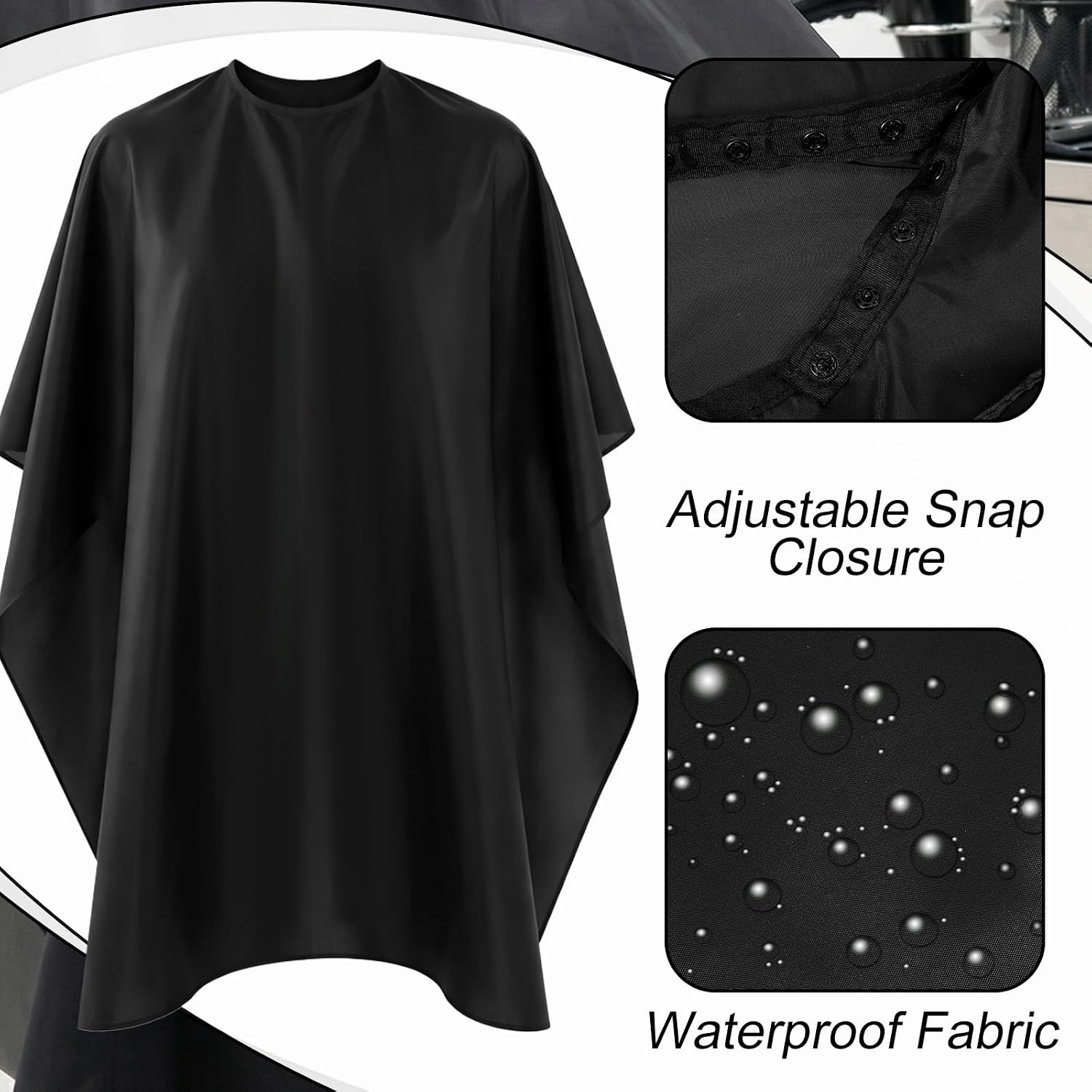 10 Pack Black Barber Cape Professional - Cutting Capes for Hairstylist, Waterproof Nylon Haircutting Capes with Adjustable Snap Closure, 47" x 59" Salon Cape
