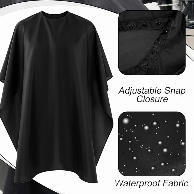 Pack 10 Capas de Peluquería Negra Profesional de Nylon miniatura 3