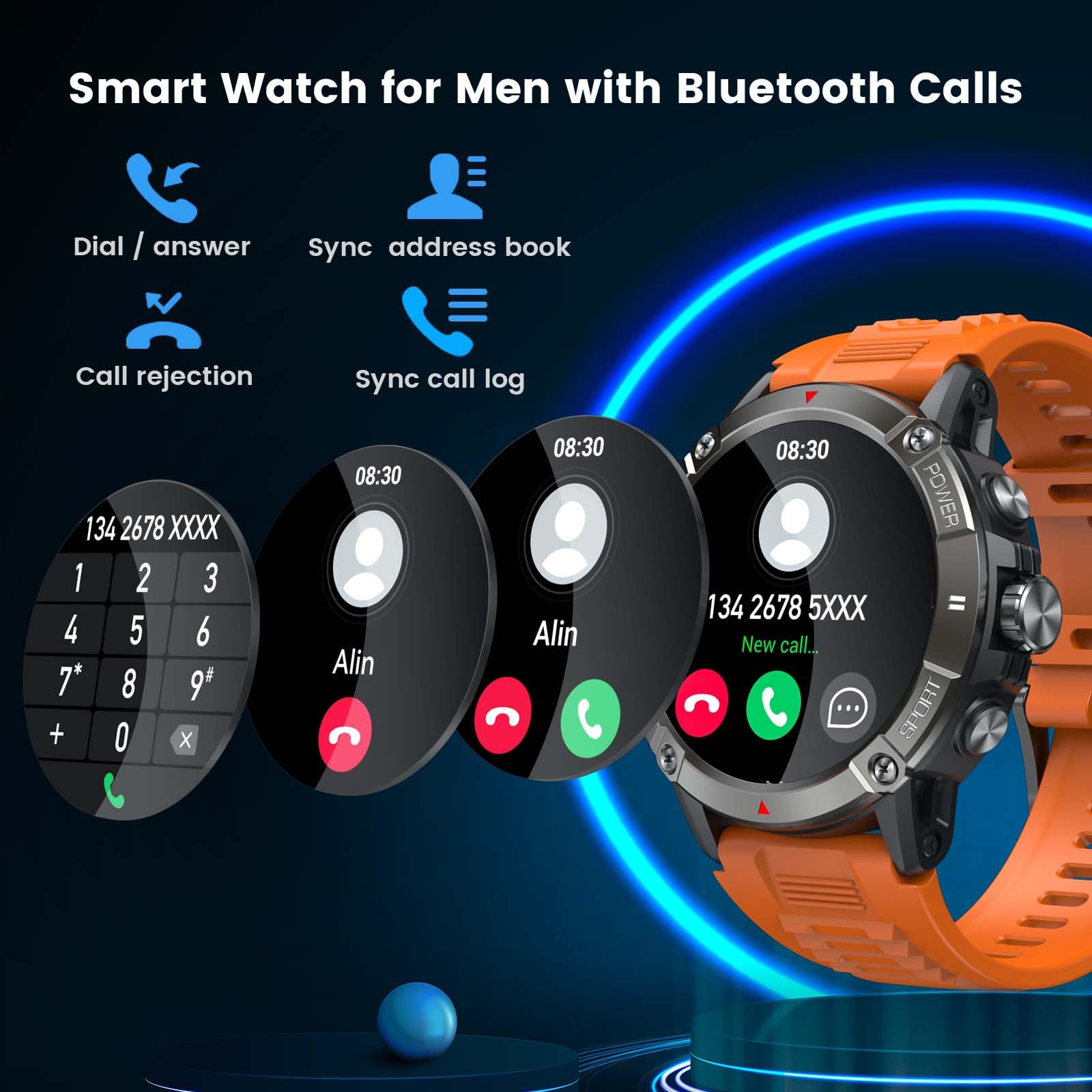 Montre Connectée Homme Repondre Appel - Smartwatch Sport 1,54 Pouces Étanche Écran Tactile Bracelet Connectee Avec Moniteur De Sommeil Fréquence Cardiaque Podomètre Fitness Tracker Pour Android IOS