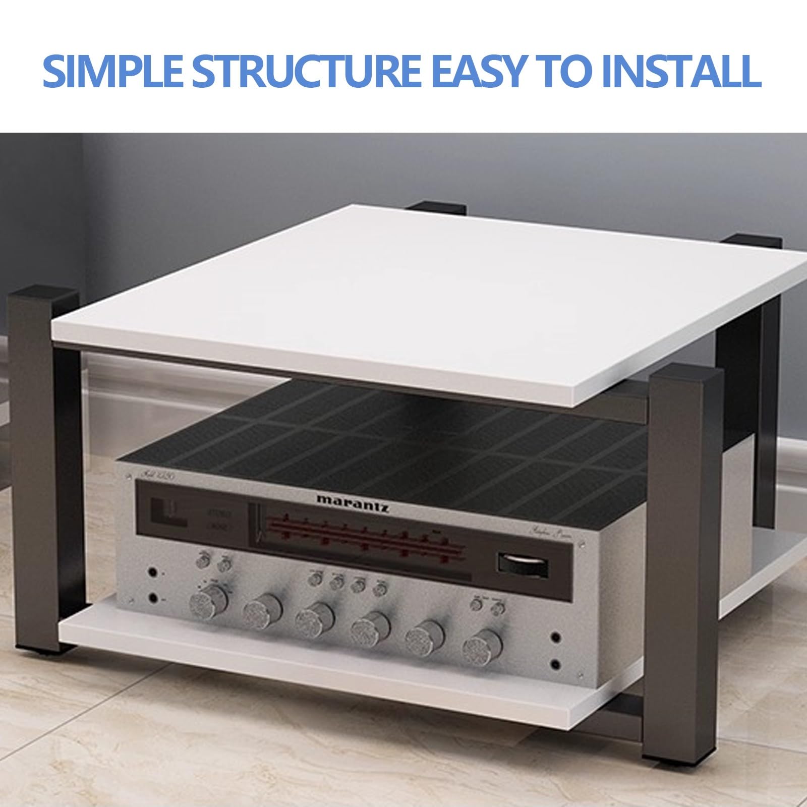 Stojak HiFi o, 2/3/4-poziomowy stojak AV Ma, gramofon Sto, półka na płyty winylowe, solidny brązowy stojak (70 x 55 x 40 cm) - idealny do kina domowego i konfiguracji