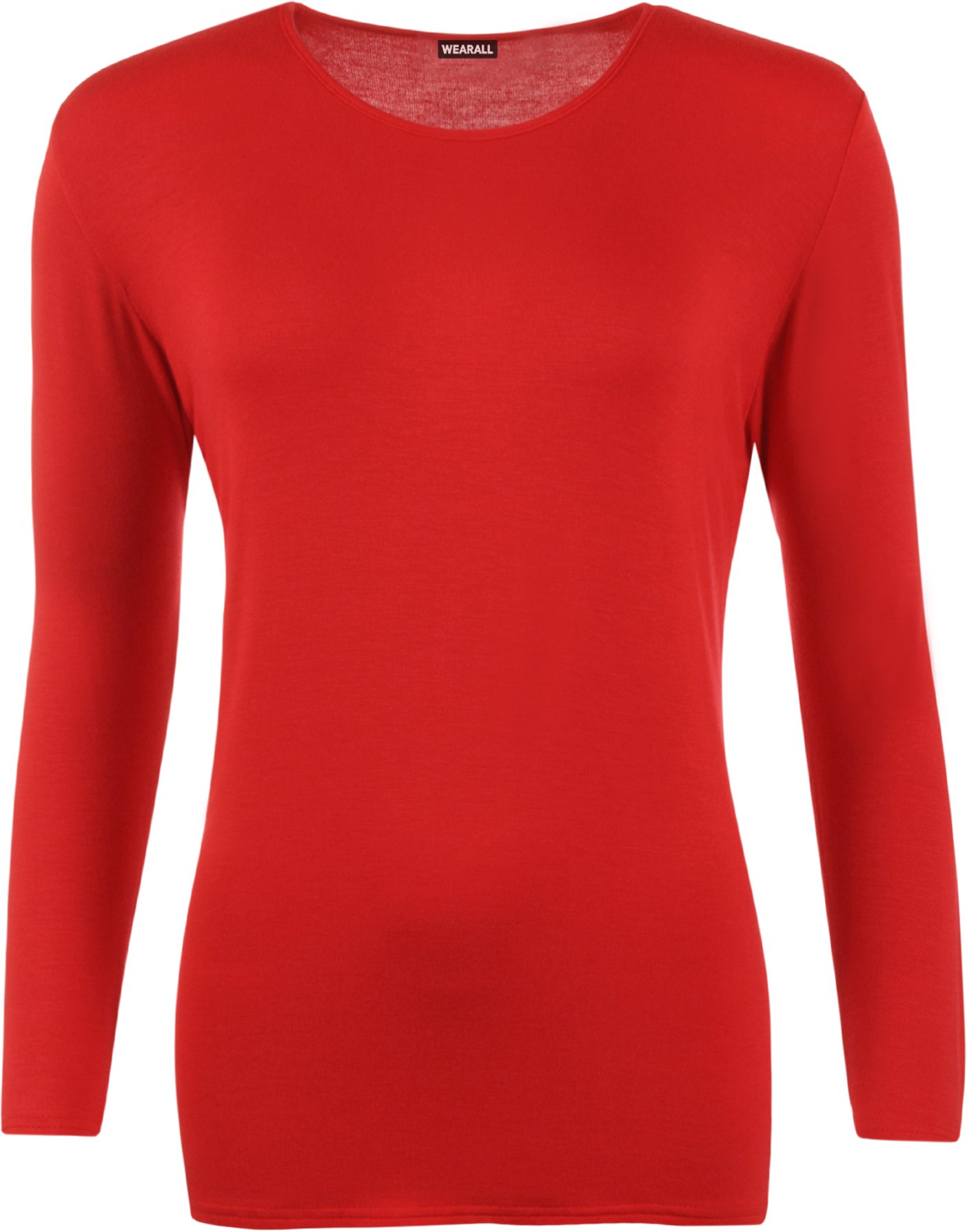 WearAll Ladies Long Sleeve T-Shirt Top Womens Plus Sizes Red 22/24