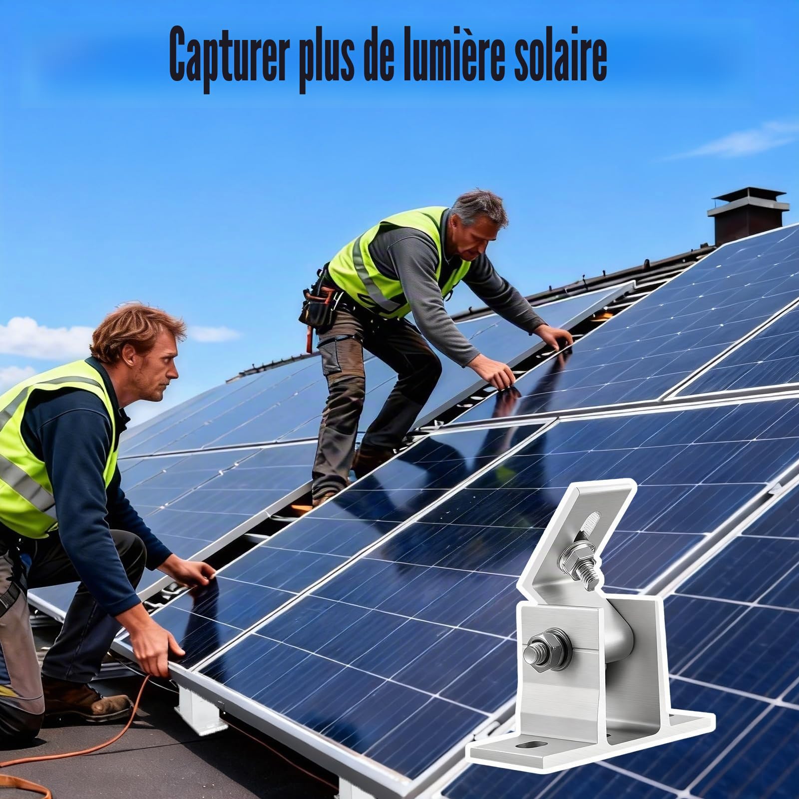 4 Pièces Support Panneau Solaire, Support de Module PV en Aluminium, Montage Mural 10°–60°, Module Photovoltaïque Réglable Indépendant pour Toit, Car, Balcon et Mur