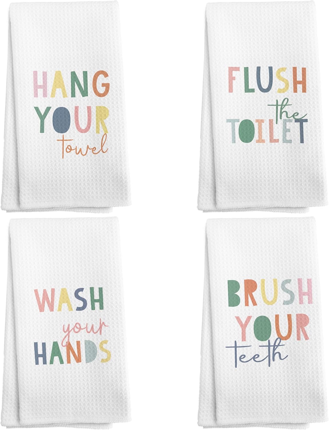 Funny Wash Your Hands Bathroom Decorative Towels Set of 4, Kids Pink Bathroom Decorative Hand Towels, Girls Boys Hand Towels for Kids Girls Bathroom Decor 16×24 Inches