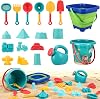 Beach Sand Toys Set, 19Pcs Sand Pit Toys With Collapsible Bucket and Spade Beach Set Kids Sand Sandpit Toys for Toddlers, Outdoor Fun Sand Toys for Boys Girls Toddlers Age 3 4 5 6 7 8