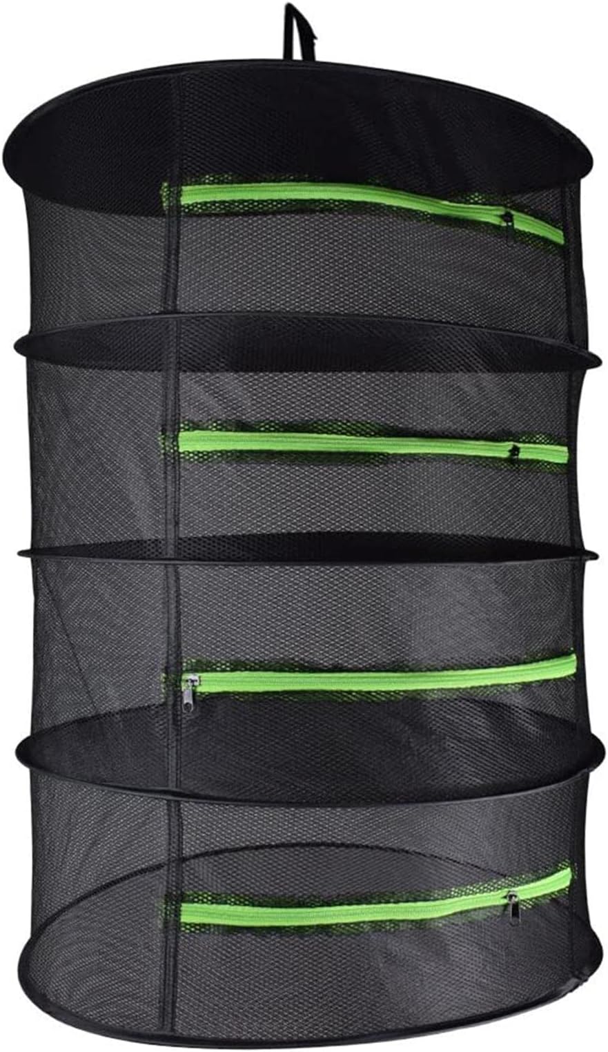 Herb Drying Rack Hanging Dry Net Durable Mesh Collapsible Hanging Dryer with Zipper Net Lights Carrying Case Indoor & Outdoor (4 Layer) (4 Layer 24''*35)