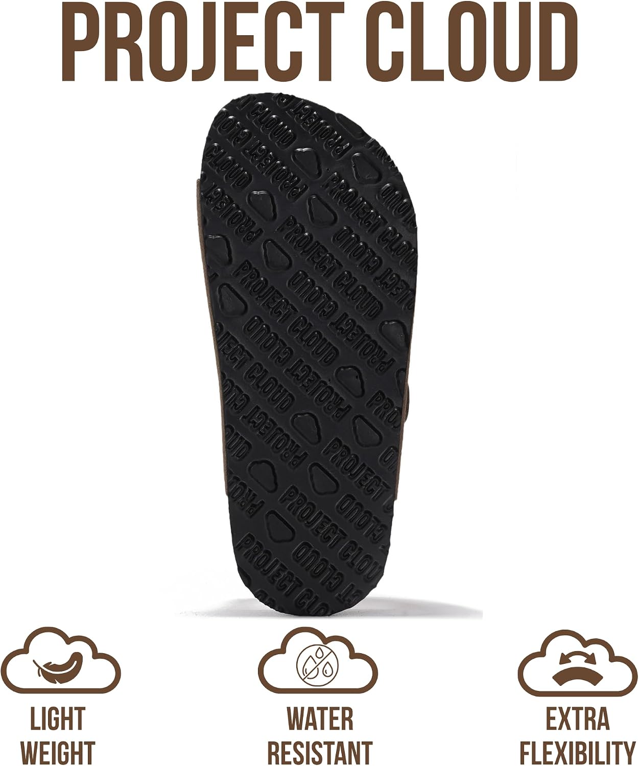 Project Cloud 100% Genuine Leather Kids Sandals - Natural Cork Footbed Non-Slip Slides for Kids - Lightweight Boys & Girls Sandals - Water-Resistant Girls & Boys Sandals