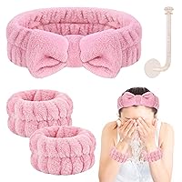 Vista 24 de Juego de lavado facial – diadema, pulseras con soporte, toallas de muñeca de spa absorbentes de microfibra