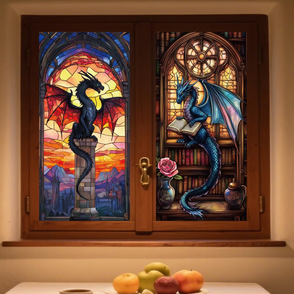 ANATTASOUL Flying Dragon Static Window Stickers for Home Decoration
