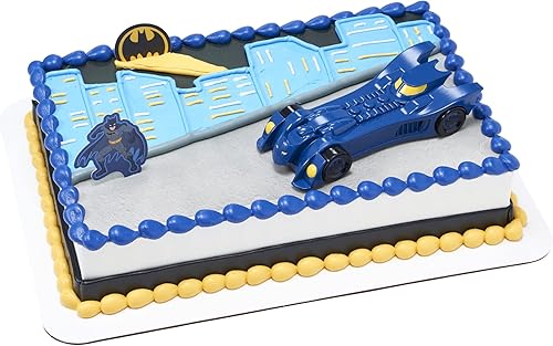DecoPac Batman Into Action DecoSet, Batman Cake Topper, Batmobile y Batman Pics Set de 3 piezas