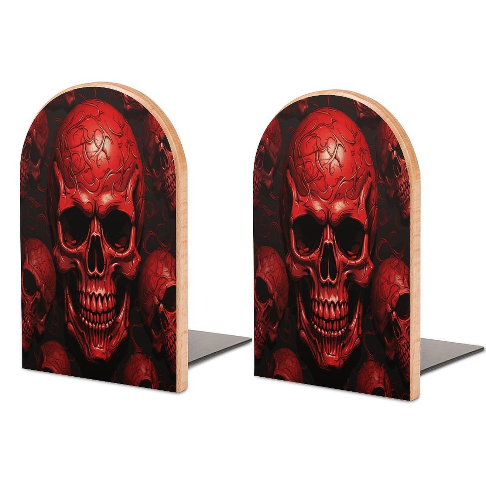 Sujetalibros de calaveras rojas antideslizantes para evitar caídas de libros pesados