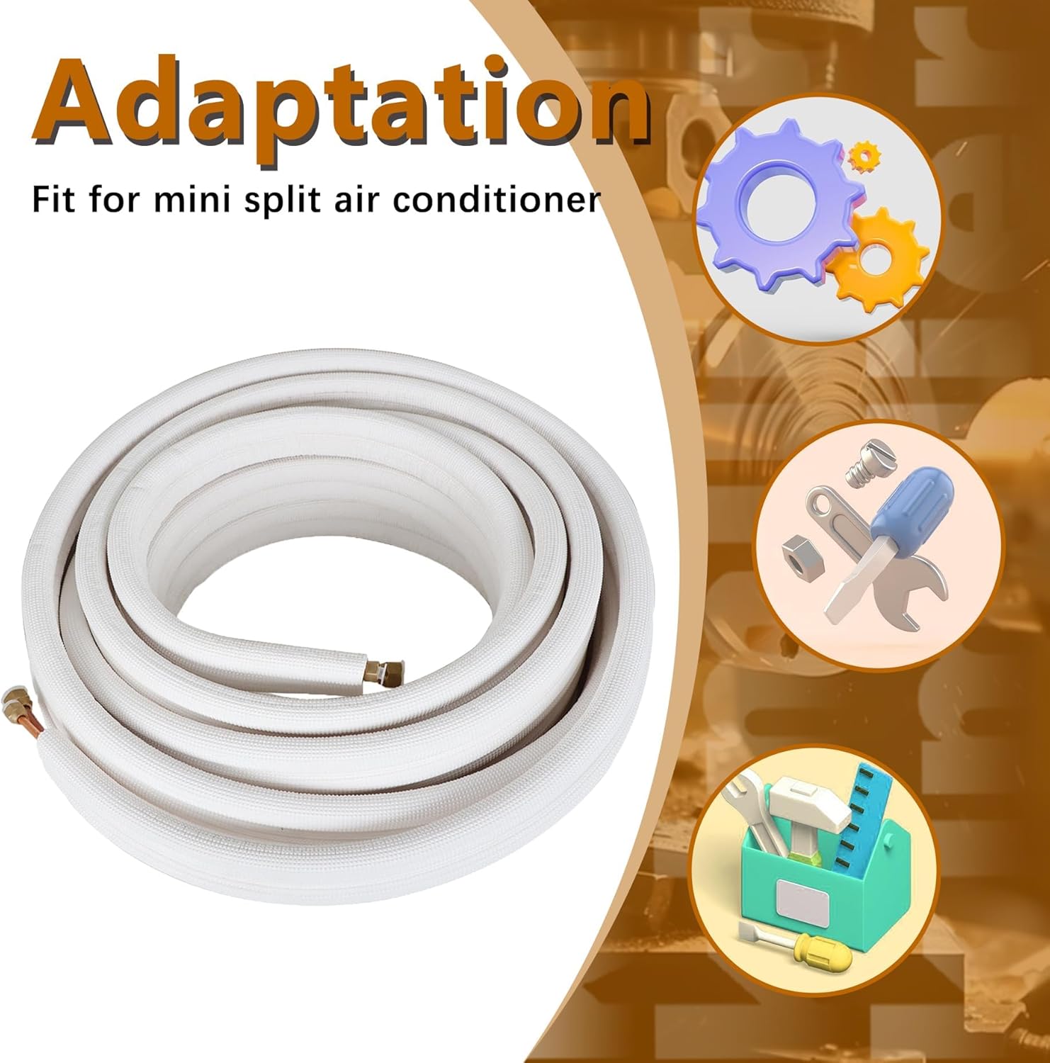 kimllier 50FT 5/8 Inch & 3/8 Inch Air Conditioning Copper Tubing Hose Extension Insulated Copper Hoses Fit for Mini Split Air Conditioner