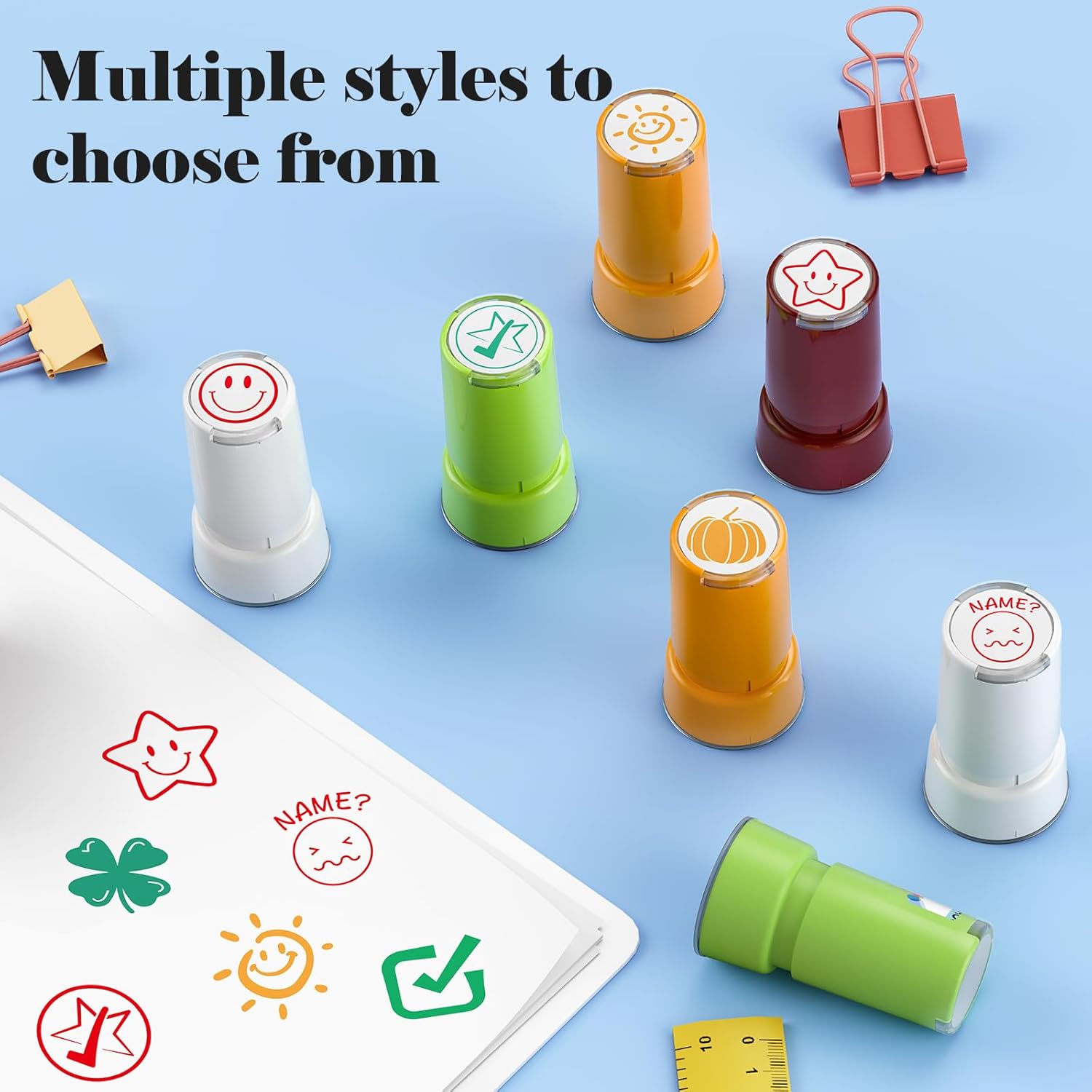 Self-Inking Star Stamp for Teachers, Hand Stamps for Events and Classroom, Teacher Stamps for School, Greeting Cards, and Scrapbooks (0.79inch, Christmas Tree)