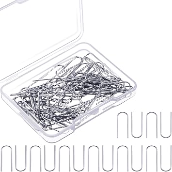 Hotop 100 Pcs High Fire Nichrome Wire for Ceramics Jump Rings U Hooks | High Temp Ceramic Ornament Hooks 21 Gauge Storage Box Glass Fusing Wire, Kiln Safe, Jewelry Making Plastic Organizer DIY