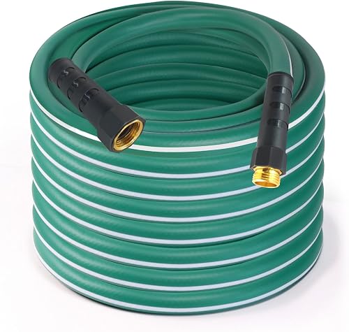 5/8 in. Heavy-Duty Garden Hose – Flexible, Expandable, Durable, Leak-Free & Lightweight | All-Weather Water Hose with Crush-Resistant Fittings – Green/White (100ft)