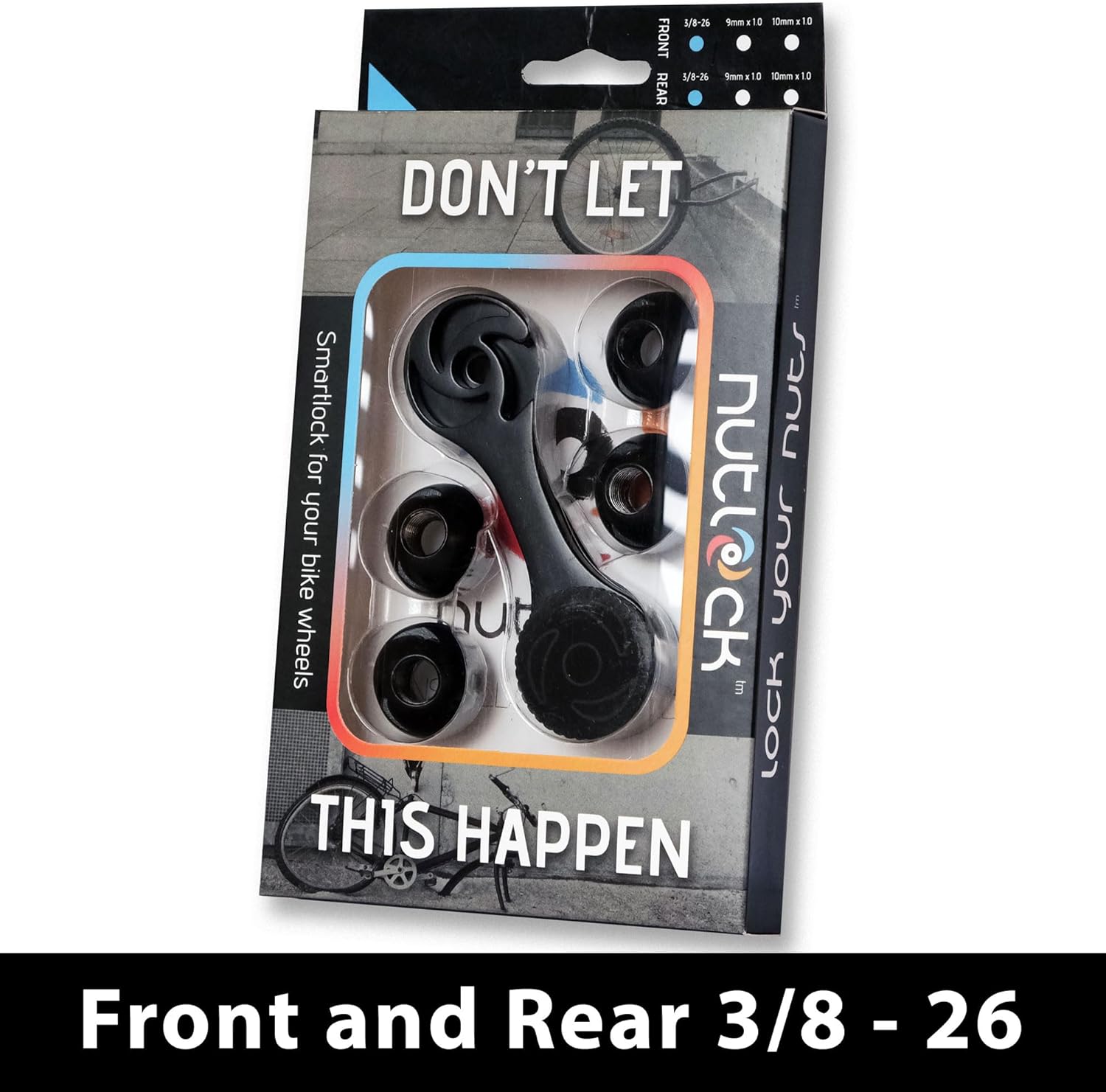 NutLock Bike Wheel Locks Front and Rear Security Axle Nut and Wrench