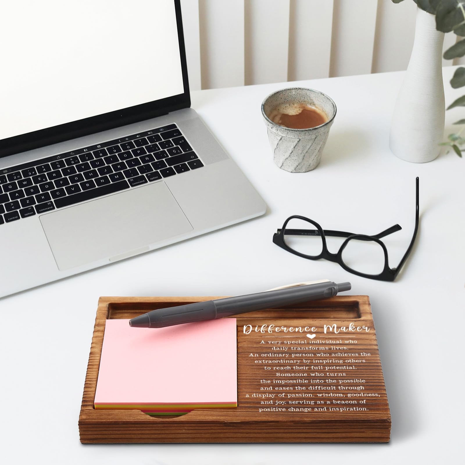 Never Forget The Difference You Make - Wooden Sticky Note Holder Appreciation Gift For Desk - View #12
